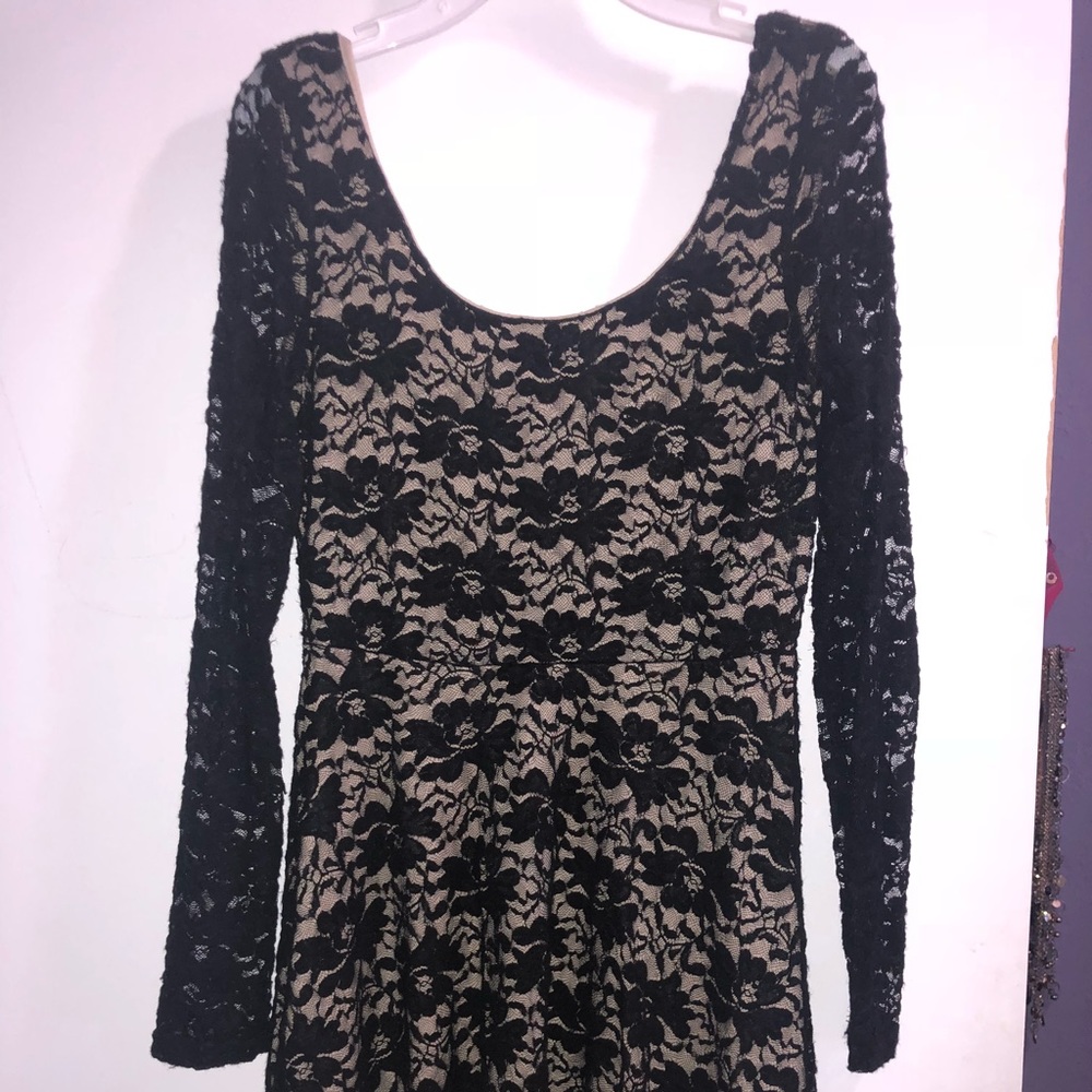 Nice long sleeve black lace dress!